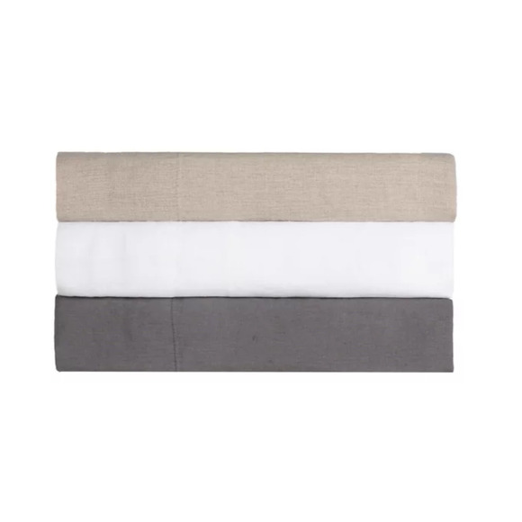 The Threadery 3 Piece Queen Duvet Cover Set Pure Belgian Linen Grey Quiet Shade - Picture 10 of 15